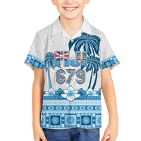 Fiji 679 Constitution Day Family Matching Tank Maxi Dress and Hawaiian Shirt Fijian Tapa Pattern LT05 Son's Shirt Blue - Polynesian Pride