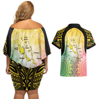 Vanuatu Independence Day Couples Matching Off Shoulder Short Dress and Hawaiian Shirt The Untouched Paradise LT05 - Polynesian Pride