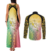 Vanuatu Independence Day Couples Matching Tank Maxi Dress and Long Sleeve Button Shirt The Untouched Paradise LT05 - Polynesian Pride