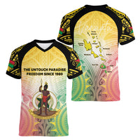 Vanuatu Independence Day Women V-Neck T-Shirt The Untouched Paradise LT05 - Polynesian Pride