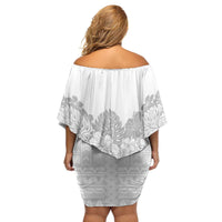 Samoa Lotu Tamaiti Family Matching Off Shoulder Short Dress and Hawaiian Shirt White Sunday Polynesian Pattern With Tropical Flowers LT05 - Polynesian Pride