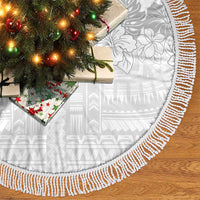 Samoa Lotu Tamaiti Tree Skirt White Sunday Polynesian Pattern With Tropical Flowers LT05 - Polynesian Pride