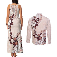 Bula Fiji Language Week Couples Matching Tank Maxi Dress and Long Sleeve Button Shirt Fijian Tapa Pattern With Tagimoucia Flower LT05 - Polynesian Pride