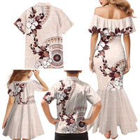 Bula Fiji Language Week Family Matching Mermaid Dress and Hawaiian Shirt Fijian Tapa Pattern With Tagimoucia Flower LT05 - Polynesian Pride