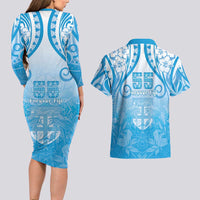 Fiji Day Couples Matching Long Sleeve Bodycon Dress and Hawaiian Shirt 55th Anniversary Forever Fiji LT05 - Polynesian Pride