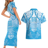 Fiji Day Couples Matching Short Sleeve Bodycon Dress and Hawaiian Shirt 55th Anniversary Forever Fiji LT05 - Polynesian Pride