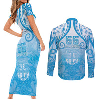 Fiji Day Couples Matching Short Sleeve Bodycon Dress and Long Sleeve Button Shirt 55th Anniversary Forever Fiji LT05 - Polynesian Pride