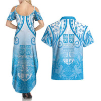 Fiji Day Couples Matching Summer Maxi Dress and Hawaiian Shirt 55th Anniversary Forever Fiji LT05 - Polynesian Pride