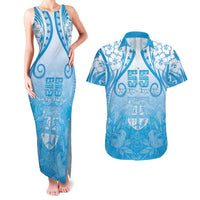 Fiji Day Couples Matching Tank Maxi Dress and Hawaiian Shirt 55th Anniversary Forever Fiji LT05 Blue - Polynesian Pride