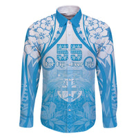 Fiji Day Family Matching Off The Shoulder Long Sleeve Dress and Hawaiian Shirt 55th Anniversary Forever Fiji LT05 Dad's Shirt - Long Sleeve Blue - Polynesian Pride
