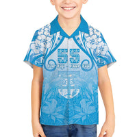 Fiji Day Family Matching Short Sleeve Bodycon Dress and Hawaiian Shirt 55th Anniversary Forever Fiji LT05 Son's Shirt Blue - Polynesian Pride
