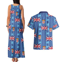 Fiji Masi Tapa Couples Matching Tank Maxi Dress and Hawaiian Shirt Coat Of Arms LT05 - Polynesian Pride
