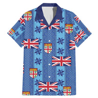 Fiji Masi Tapa Family Matching Mermaid Dress and Hawaiian Shirt Coat Of Arms LT05 Dad's Shirt - Short Sleeve Blue - Polynesian Pride