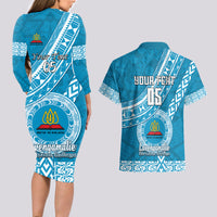 Custom Lavengamalie College Couples Matching Long Sleeve Bodycon Dress and Hawaiian Shirt Tongan Kupesi Pattern LT05 - Polynesian Pride