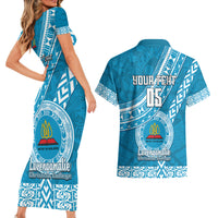 Custom Lavengamalie College Couples Matching Short Sleeve Bodycon Dress and Hawaiian Shirt Tongan Kupesi Pattern LT05 - Polynesian Pride