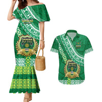 Custom Saineha High School Couples Matching Mermaid Dress and Hawaiian Shirt Tongan Kupesi Pattern LT05 Green - Polynesian Pride