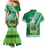 Custom Saineha High School Couples Matching Mermaid Dress and Hawaiian Shirt Tongan Kupesi Pattern LT05 - Polynesian Pride