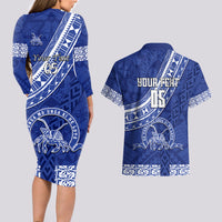 Custom Tupou College Couples Matching Long Sleeve Bodycon Dress and Hawaiian Shirt Tongan Kupesi Pattern LT05 - Polynesian Pride