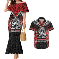 Aotearoa Mana Maori Couples Matching Mermaid Dress and Hawaiian Shirt Toitu Te Tiriti LT05 Black - Polynesian Pride