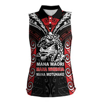 Aotearoa Mana Maori Women Sleeveless Polo Shirt Toitu Te Tiriti LT05 Female Black - Polynesian Pride