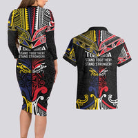 Tokelau And Aotearoa Couples Matching Long Sleeve Bodycon Dress and Hawaiian Shirt Together For Te Tiriti O Waitangi LT05 - Polynesian Pride