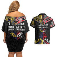 Tokelau And Aotearoa Couples Matching Off Shoulder Short Dress and Hawaiian Shirt Together For Te Tiriti O Waitangi LT05 - Polynesian Pride