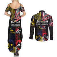 Tokelau And Aotearoa Couples Matching Summer Maxi Dress and Long Sleeve Button Shirt Together For Te Tiriti O Waitangi LT05 - Polynesian Pride