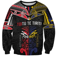 Tokelau And Aotearoa Sweatshirt Together For Te Tiriti O Waitangi LT05 Unisex Black - Polynesian Pride