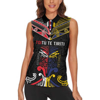 Tokelau And Aotearoa Women Sleeveless Polo Shirt Together For Te Tiriti O Waitangi LT05 - Polynesian Pride