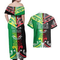 Cook Islands And Aotearoa Couples Matching Off Shoulder Maxi Dress and Hawaiian Shirt Together For Te Tiriti O Waitangi LT05 - Polynesian Pride