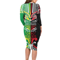 Cook Islands And Aotearoa Family Matching Long Sleeve Bodycon Dress and Hawaiian Shirt Together For Te Tiriti O Waitangi LT05 - Polynesian Pride