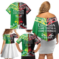 Cook Islands And Aotearoa Family Matching Off Shoulder Short Dress and Hawaiian Shirt Together For Te Tiriti O Waitangi LT05 - Polynesian Pride