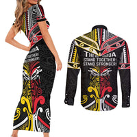 Niue And Aotearoa Couples Matching Short Sleeve Bodycon Dress and Long Sleeve Button Shirt Together For Te Tiriti O Waitangi LT05 - Polynesian Pride