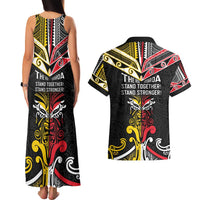 Niue And Aotearoa Couples Matching Tank Maxi Dress and Hawaiian Shirt Together For Te Tiriti O Waitangi LT05 - Polynesian Pride