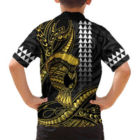 Hawaii Ikaika Warrior Helmet Family Matching Puletasi and Hawaiian Shirt Gold Style LT05 - Polynesian Pride