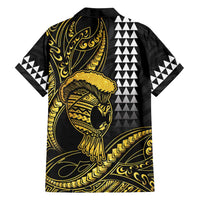 Hawaii Ikaika Warrior Helmet Family Matching Tank Maxi Dress and Hawaiian Shirt Gold Style