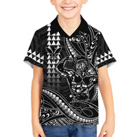 Hawaii Ikaika Warrior Helmet Kid Hawaiian Shirt Black Tribal Tattoo