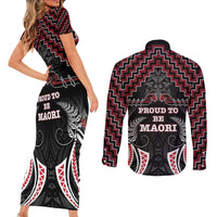 Aotearoa Couples Matching Short Sleeve Bodycon Dress and Long Sleeve Button Shirt Proud To Be Maori LT05 - Polynesian Pride