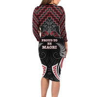 Aotearoa Family Matching Long Sleeve Bodycon Dress and Hawaiian Shirt Proud To Be Maori LT05 - Polynesian Pride