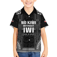 Aotearoa Toitu Te Tiriti Family Matching Off Shoulder Short Dress and Hawaiian Shirt No Kiwi Without Iwi LT05 Son's Shirt Black - Polynesian Pride