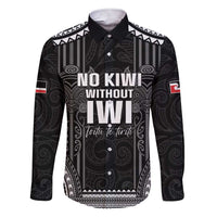 Aotearoa Toitu Te Tiriti Family Matching Short Sleeve Bodycon Dress and Hawaiian Shirt No Kiwi Without Iwi LT05 Dad's Shirt - Long Sleeve Black - Polynesian Pride