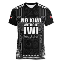 Aotearoa Toitu Te Tiriti Women V-Neck T-Shirt No Kiwi Without Iwi LT05 Female Black - Polynesian Pride