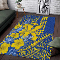 Hawaii Kaiser High School Area Rug Tribal Tattoo With Hibiscus Flowers