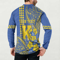 Personalised Hawaii Kaiser High School Button Sweatshirt Tribal Tattoo With Hibiscus Flowers