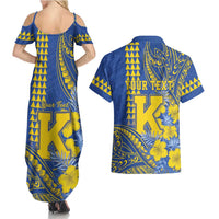Personalised Hawaii Kaiser High School Couples Matching Summer Maxi Dress and Hawaiian Shirt Tribal Tattoo With Hibiscus Flowers LT05 - Polynesian Pride