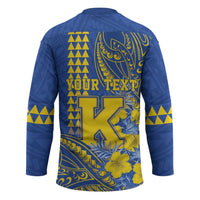 Personalised Hawaii Kaiser High School Hockey Jersey Tribal Tattoo With Hibiscus Flowers