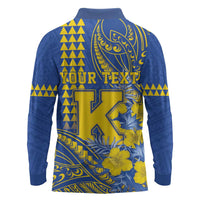Personalised Hawaii Kaiser High School Long Sleeve Polo Shirt Tribal Tattoo With Hibiscus Flowers LT05 - Polynesian Pride