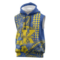 Personalised Hawaii Kaiser High School Sleeveless Hoodie Tribal Tattoo With Hibiscus Flowers LT05 Blue - Polynesian Pride
