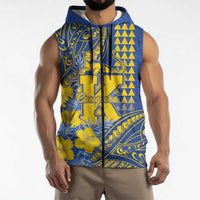 Personalised Hawaii Kaiser High School Sleeveless Zip Hoodie Tribal Tattoo With Hibiscus Flowers LT05 - Polynesian Pride