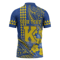 Personalised Hawaii Kaiser High School Zipper Polo Shirt Tribal Tattoo With Hibiscus Flowers LT05 - Polynesian Pride